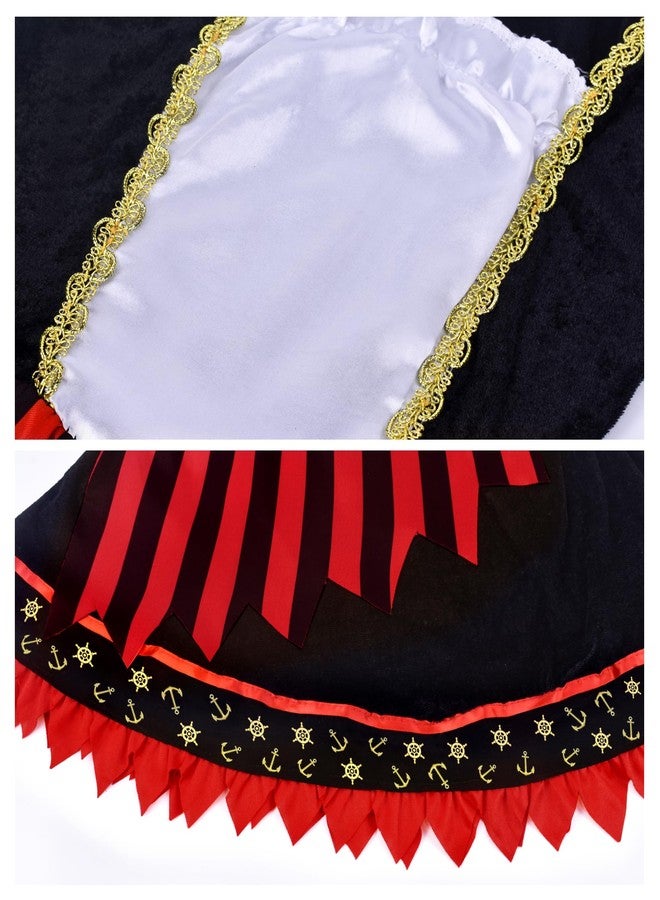 ZZIHAN Toddler Girls Pirate Costume - Princess Dress with Hat, Belt, Eye Patch & Pirate Gems Toys, Great for Halloween, Dress-Up or Birthday Party, 3-4T - Image 3